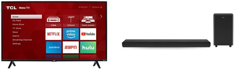 TCL 40S325 40-Inch Roku TV with Alto 8 Plus Sound Bar — main product image