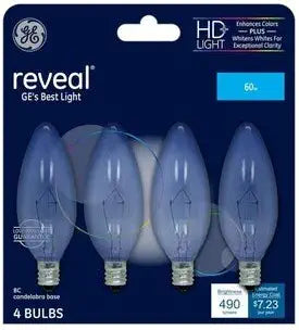GE Reveal 42973 60-Watt Dimmable Light Bulbs, 4-Pack