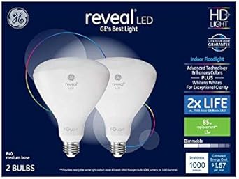 GE Reveal LED BR40 Floodlight Bulbs Dimmable 2-Pack