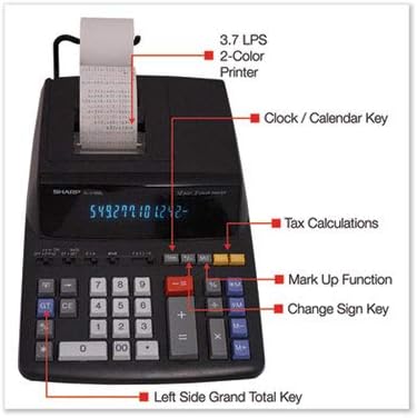 Sharp EL2196BL Standard Function Printing Calculator Black