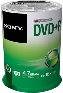 Sony 100DPR47SP 16x DVD+R 4.7GB Spindle - 100 Pack