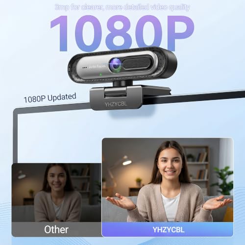 YHZYCBL 1080p Auto-Focus Webcam with Privacy Cover — main product image