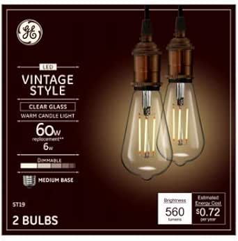GE Refresh LED Bulb 6W Vintage Edison ST19 2-Pack
