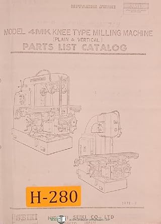 Hitachi 4MK Milling Machine Parts and Drawings Manual — main product image