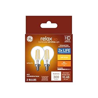 GE 41530 Relax 40W Equivalent Dimmable A15 LED Bulb 2-Pack