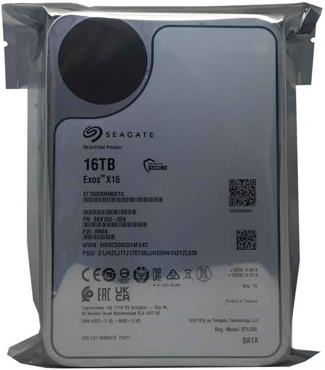 Seagate Exos X16 16TB 7200 RPM SATA 6Gb/s Enterprise HDD Renewed