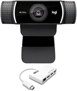 Logitech C922 Pro Stream Webcam with Tripp Lite USB-C Hub