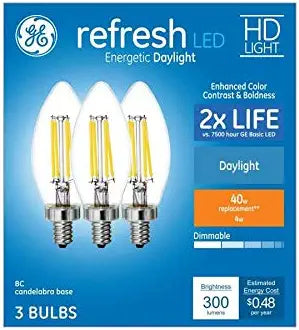 GE 42286 Refresh 40W Dimmable Daylight LED Bulb 3-Pack