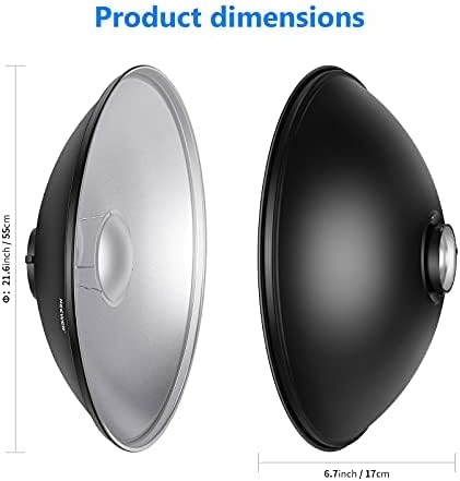 Neewer 10092757 21.6" Beauty Dish Bowens Mount Reflector - Honeycomb Grid & Diffuser