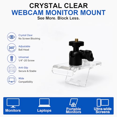 VUESTAND T1 Clear Acrylic Webcam Mount with 360° Ball Head — main product image