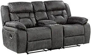 Lexicon Madrona Hill Gray Microfiber Reclining Loveseat — main product image