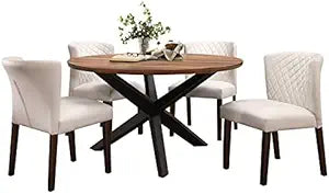 Lexicon Nelina 5-Piece Mid-Century Dining Set Espresso Off White