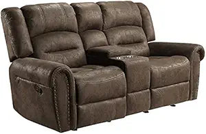 Lexicon Creighton 80" Microfiber Double Glider Reclining Loveseat