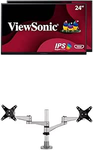 ViewSonic VA2456-MHD Dual Pack 24" IPS Monitors with Arm