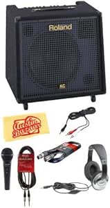 Roland KC550 Keyboard Amplifier Bundle Mic Cables Headphones