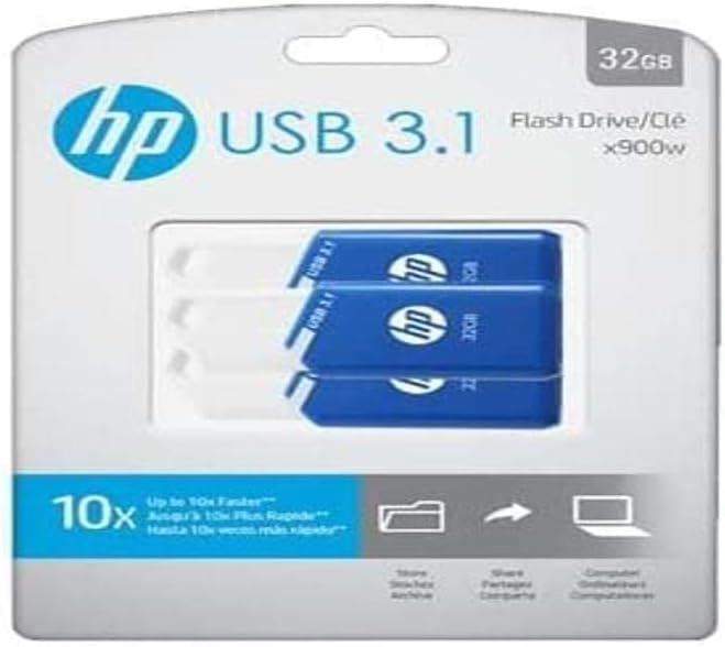 HP P-HPFD755W32X3-GE 32GB USB 3.1 Flash Drive 3-Pack Blue