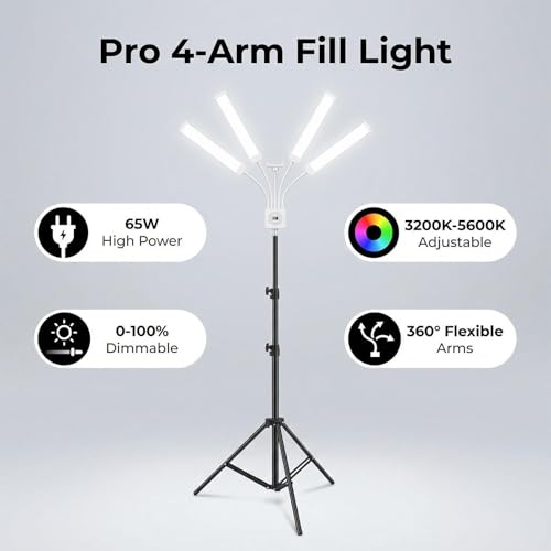 Diydeg Flexible 4-Arm LED Video Light with Floor Tripod — main product image
