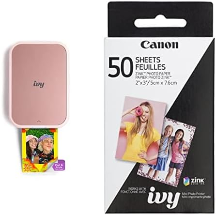 Canon Ivy 2 Mini Photo Printer Bundle, Blush Pink