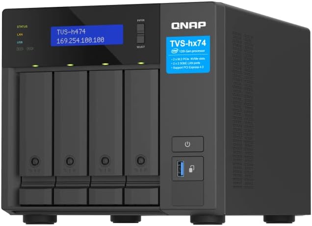 QNAP TVS-h474-PT-8G-US 4-Bay 2.5GbE Desktop NAS — main product image