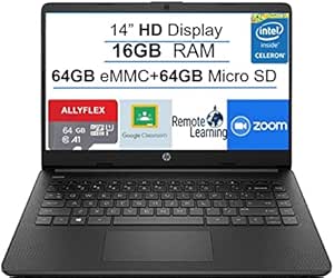 HP STREM 14 Celeron 16GB RAM 128GB SSD Laptop Online Ready