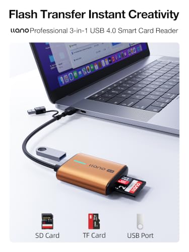 llano 3-in-1 SD/microSD Card Reader with Dual USB-A and USB-C — main product image