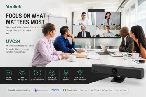 Yealink UVC34 4K USB Video Bar for Small Meeting Rooms — main product image