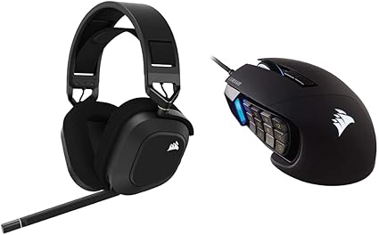 Corsair HS80 RGB Wireless Gaming Headset + Scimitar RGB Elite Mouse Bundle
