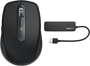 Logitech MX Anywhere 3 Black Mouse + USB Hub — main product image