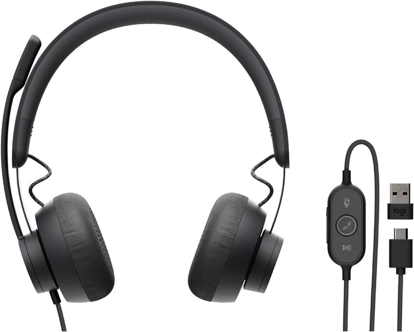 Logitech Zone 750 Wired Headset Noise Canceling Renewed