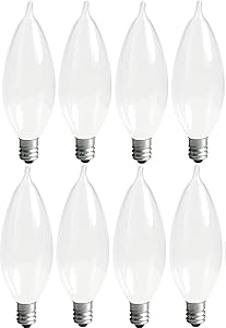 GE 66106 Bent Tip Candelabra Decorative Light Bulbs - 8 Pack