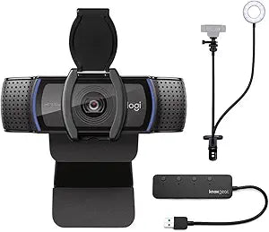 Logitech C920S Pro HD Webcam Bundle with Light & Hub