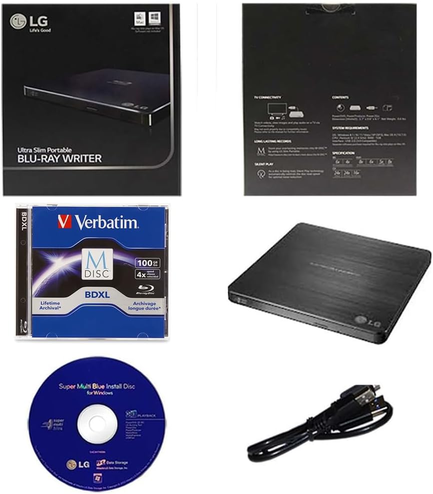 LG 679113427686 6X Portable Blu-ray Burner Bundle