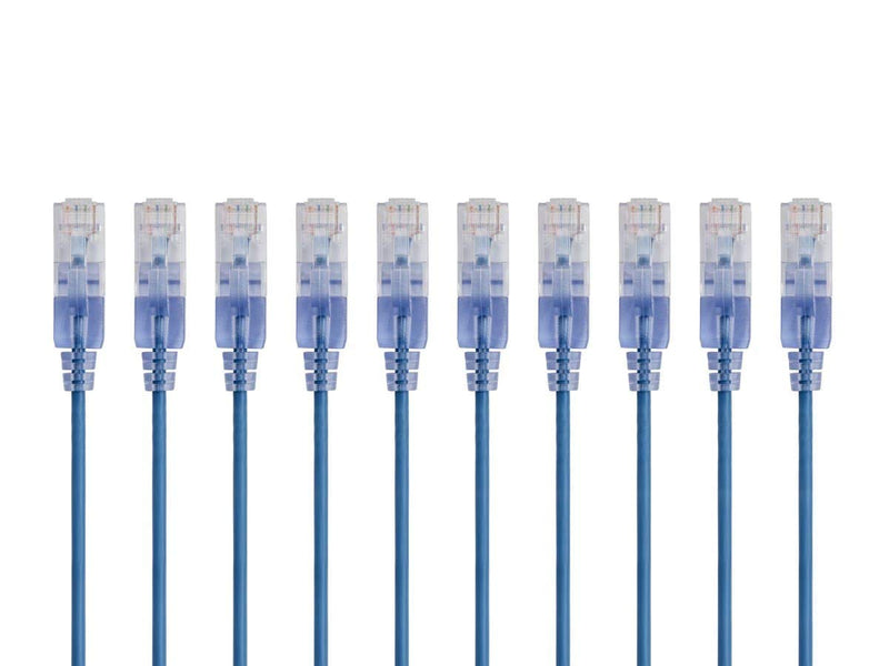 Monoprice 129454 Cat6A Patch Cable - 6in, Blue, 10-Pack, SlimRun — main product image