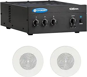 Crown 135MA Commercial Mixer Amplifier Ceiling Speaker Kit