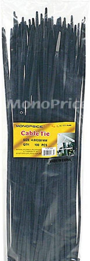 Monoprice 105773 14-Inch Black Cable Ties 100-Pack