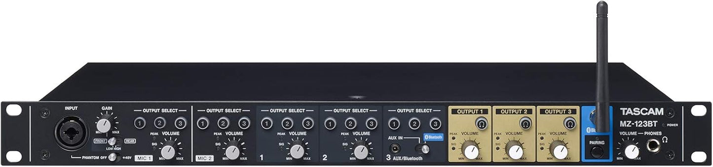 Tascam MZ-123BT Commercial Multi-Zone Mixer Bluetooth Mic Line Inputs