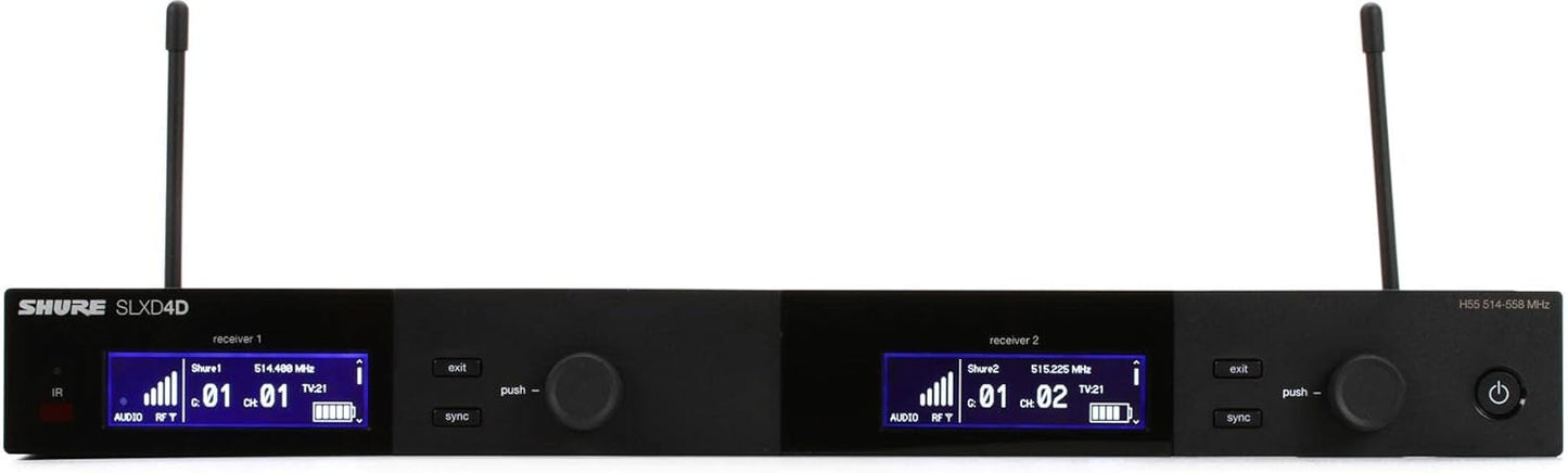 Shure SLXD4D=-H55 Dual Channel Digital Wireless Receiver