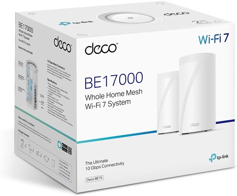 TP-Link Deco BE75(2-Pack) Tri-Band WiFi 7 Whole Home Mesh System