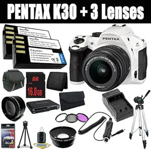 Pentax K-30 16MP DSLR Camera with 18-55mm Lens White