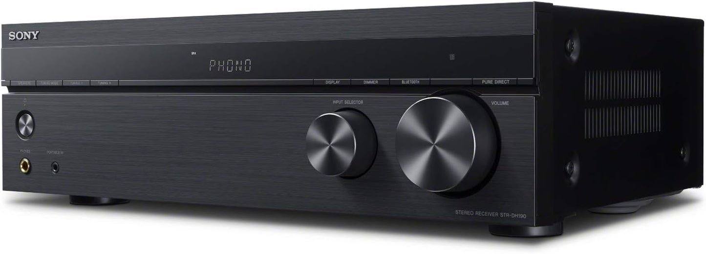 Sony STRDH190 2-Ch Stereo Receiver Bluetooth Phono Bundle