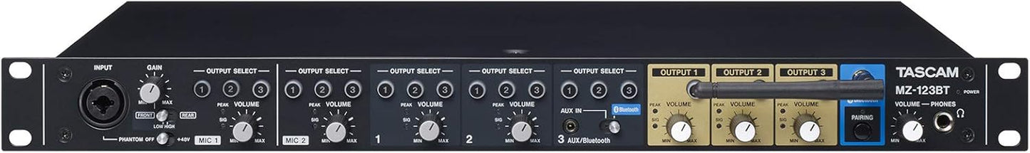 Tascam MZ-123BT Commercial Multi-Zone Mixer Bluetooth Mic Line Inputs