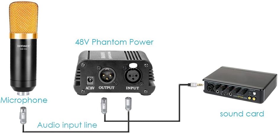 Neewer 90088102 48V Phantom Power Supply with XLR Cable (2 Pack)