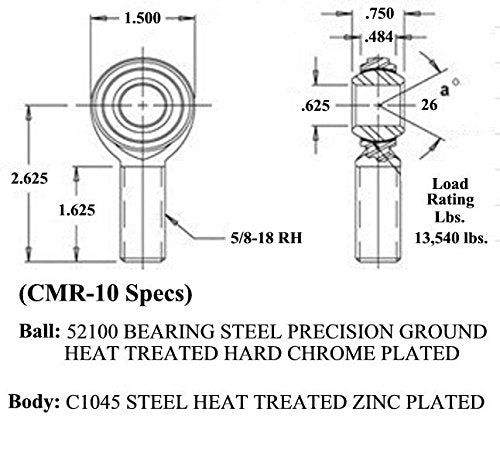 QSC 5/8 X 5/8-18 Economy 4-Link Rod End Kit