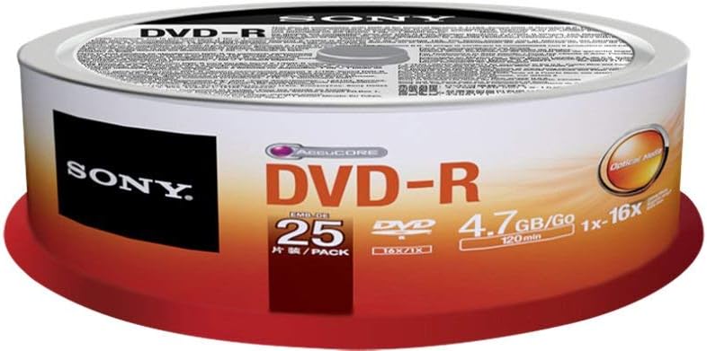 Sony 25DMR47SP 16x DVD-R 4.7GB Recordable Media - 25 Pack