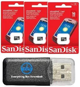 SanDisk 16GB MicroSD Card 3-Pack - with Card Reader — main product image