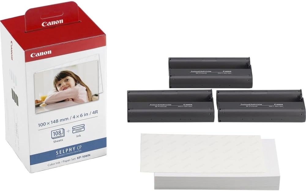 Canon CP1500 SELPHY Compact Photo Printer KP-108IN Bundle