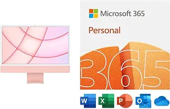 Apple iMac 2021 (24-inch) - M1, 8GB RAM, 512GB, Pink + Microsoft 365