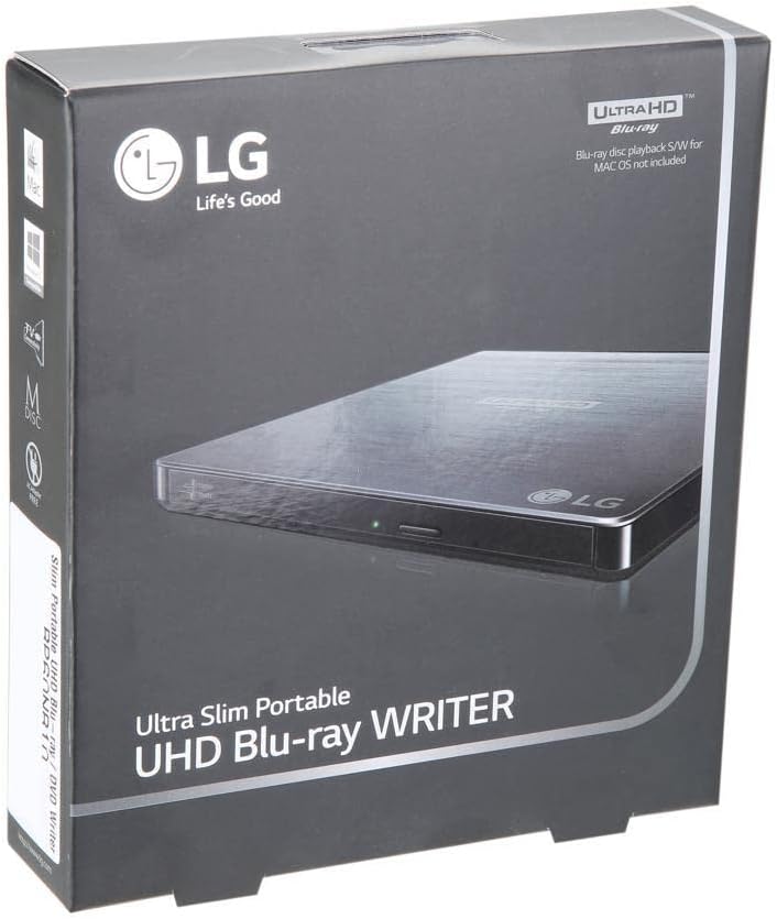 LG BP60NB10 Ultra Slim Portable 4K Blu-ray DVD Writer