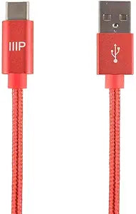 Monoprice 138910 USB-C to USB-A Nylon Braided Cable 10ft Red — main product image