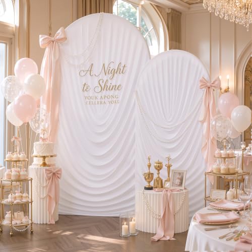 HANGING BULBS White Waterfall Draped Arch Backdrop Cover Set — main product image